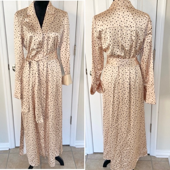 Significant Other Amara Dress Midi Cream and Black Polka Dot Size US 8